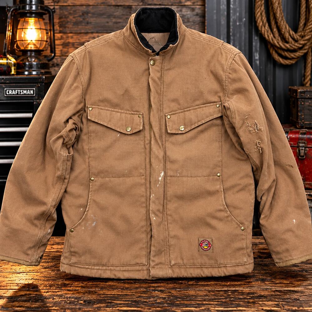Justin Workwear Mens Medium Duck Canvas Insulated Chore Coat Jacket Coat Brown